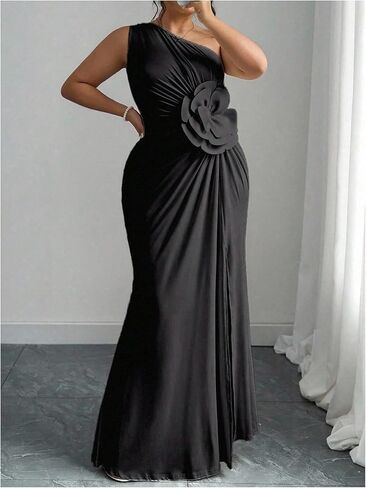Floerns Women's Plus Size 3D Floral One Shoulder Maxi Dress Sleeveless Evening Long Dresses in Saudi Arabia