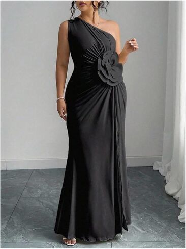 Floerns Women's Plus Size 3D Floral One Shoulder Maxi Dress Sleeveless Evening Long Dresses in Saudi Arabia