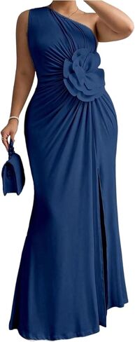 Floerns Women's Plus Size 3D Floral One Shoulder Maxi Dress Sleeveless Evening Long Dresses in Saudi Arabia