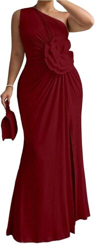 Floerns Women's Plus Size 3D Floral One Shoulder Maxi Dress Sleeveless Evening Long Dresses in Saudi Arabia