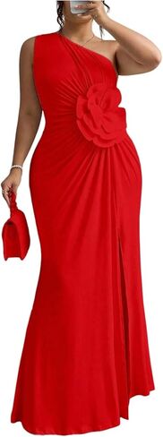 Floerns Women's Plus Size 3D Floral One Shoulder Maxi Dress Sleeveless Evening Long Dresses in Saudi Arabia