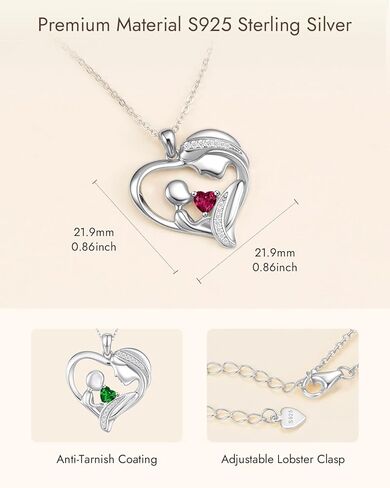 New Mom Gifts Birthstone Necklace for First Time Mother: Valentine’s Day Solid 925 Sterling Silver Pendant - Mama to Be Present Mother's Day Christmas Birthday Gifts for New Mom Wife Daughter Sister in Saudi Arabia