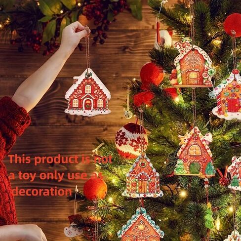 6Pcs Gingerbread House Ornament, Christmas Tree Ornament Rustic Farmhouse Gingerbread House Decor House Pendants for Holiday Party Favor in Saudi Arabia