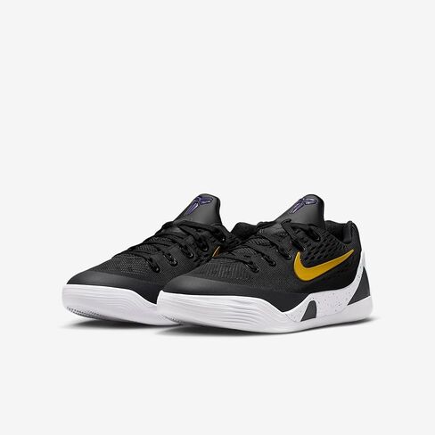 حذاء كرة السلة Kobe IX Big Kids من Nike (أسود/أبيض/ذهبي جامعي) مقاس 4.5 in Kuwait