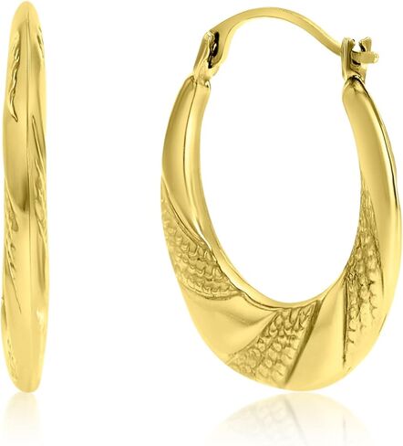 14K الذهب الأصفر 3x18mm قطع الماس مركب جولة هوب خفيفة الوزن in Kuwait