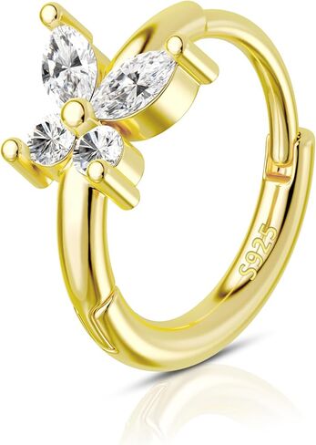 COCHARM 14K الذهب الحقيقي مطلي 925 الفضة الاسترليني الغضروف هوب 20 Huggie هوب الأقراط الفراشة الحلزون الأقراط الزنمة Daith روك ثقب المجوهرات للنساء الرجال in Saudi Arabia