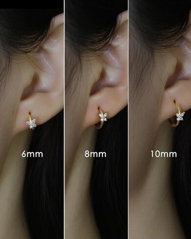 COCHARM 14K الذهب الحقيقي مطلي 925 الفضة الاسترليني الغضروف هوب 20 Huggie هوب الأقراط الفراشة الحلزون الأقراط الزنمة Daith روك ثقب المجوهرات للنساء الرجال in Saudi Arabia
