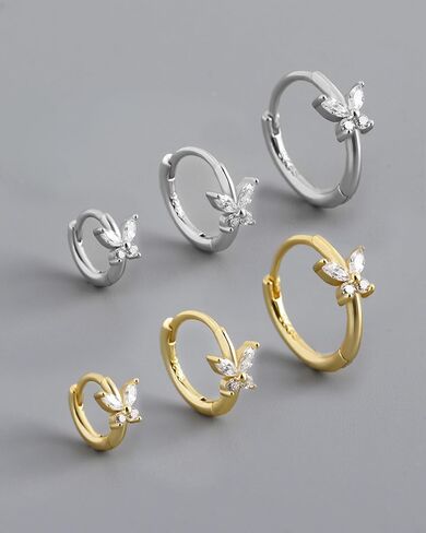 COCHARM 14K الذهب الحقيقي مطلي 925 الفضة الاسترليني الغضروف هوب 20 Huggie هوب الأقراط الفراشة الحلزون الأقراط الزنمة Daith روك ثقب المجوهرات للنساء الرجال in Saudi Arabia