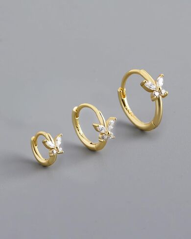 COCHARM 14K الذهب الحقيقي مطلي 925 الفضة الاسترليني الغضروف هوب 20 Huggie هوب الأقراط الفراشة الحلزون الأقراط الزنمة Daith روك ثقب المجوهرات للنساء الرجال in Saudi Arabia