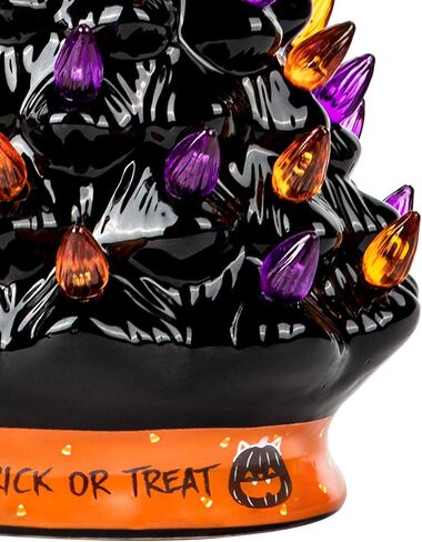 9" Ceramic Halloween Tree with 35 Multicolor Bulbs, LED Battery Operated, by RJ Legend in Saudi Arabia