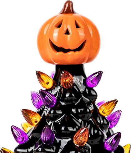 9" Ceramic Halloween Tree with 35 Multicolor Bulbs, LED Battery Operated, by RJ Legend in Saudi Arabia