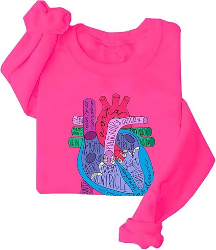 colanperd Heart Anatomy Sweatshirt Cardiac Nursing Student Cardiologist Anatomical Heart Crewneck Sweatshirt in Saudi Arabia