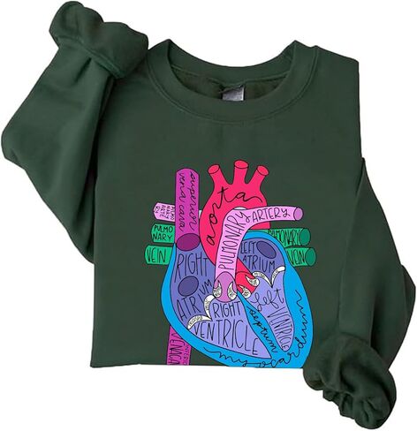 colanperd Heart Anatomy Sweatshirt Cardiac Nursing Student Cardiologist Anatomical Heart Crewneck Sweatshirt in Saudi Arabia
