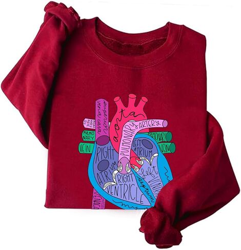 colanperd Heart Anatomy Sweatshirt Cardiac Nursing Student Cardiologist Anatomical Heart Crewneck Sweatshirt in Saudi Arabia