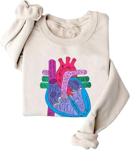 colanperd Heart Anatomy Sweatshirt Cardiac Nursing Student Cardiologist Anatomical Heart Crewneck Sweatshirt in Saudi Arabia