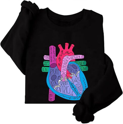 colanperd Heart Anatomy Sweatshirt Cardiac Nursing Student Cardiologist Anatomical Heart Crewneck Sweatshirt in Saudi Arabia