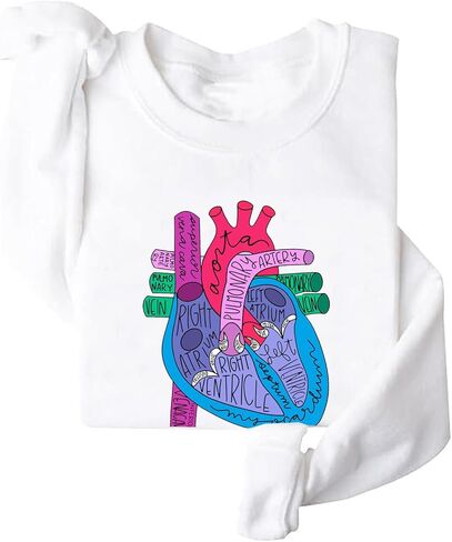 colanperd Heart Anatomy Sweatshirt Cardiac Nursing Student Cardiologist Anatomical Heart Crewneck Sweatshirt in Saudi Arabia