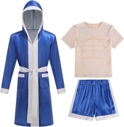 Colorful House Boxing Costume for Boys Hooded Robe with Short Jumpsuit Cosplay Boxer in Saudi Arabia