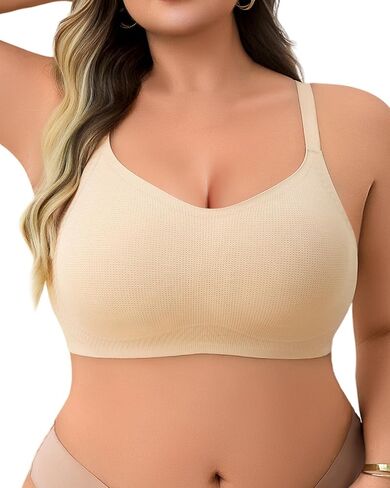 LIIJOO Full Coverage Wireless Bra for Women, Seamless Smoothing Support, Wide Straps, Lift for Sagging Bust in Saudi Arabia