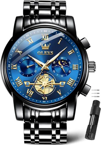 OLEVS Mens Luxury Watches Stainless Steel Dress Watches for Men,Octagon Large Wrist Analog Quartz Watch,Fashion Waterproof Man Watch Gold/Black/Silver/Blue/Brown Dial Relojes para Hombres in Saudi Arabia
