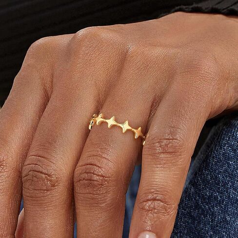 Gold Ring for Women 14K Gold Plated Ring Dainty Stars Thin Ring Handmade Finger Statement Ring in Saudi Arabia