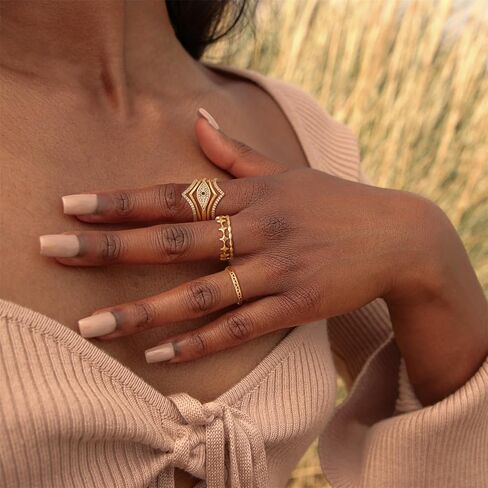 Gold Ring for Women 14K Gold Plated Ring Dainty Stars Thin Ring Handmade Finger Statement Ring in Saudi Arabia