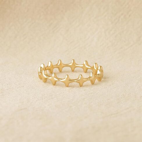 Gold Ring for Women 14K Gold Plated Ring Dainty Stars Thin Ring Handmade Finger Statement Ring in Saudi Arabia