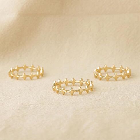 Gold Ring for Women 14K Gold Plated Ring Dainty Stars Thin Ring Handmade Finger Statement Ring in Saudi Arabia