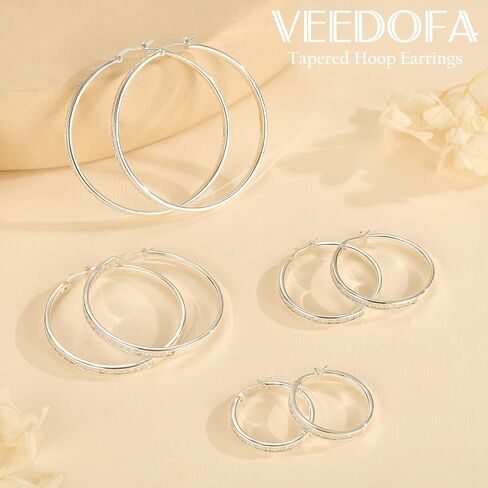 VEEDOFA Large Rhinestone Hoops Earrings for Women, Hypoallergenic Big CZ Hoops with Sterling Silver Post, 14K Gold/925 Sterling Silver Plated Rhinestone Earrings for Women Non Tarnish 30/40/50/60mm in Saudi Arabia
