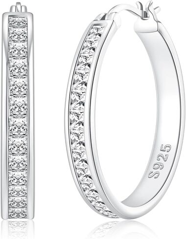 VEEDOFA Large Rhinestone Hoops Earrings for Women, Hypoallergenic Big CZ Hoops with Sterling Silver Post, 14K Gold/925 Sterling Silver Plated Rhinestone Earrings for Women Non Tarnish 30/40/50/60mm in Saudi Arabia