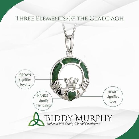 قلادة Biddy Murphy الأصلية من الفضة الإسترلينية عيار 925 الأيرلندية مع ترصيع رخام كونيمارا، مجوهرات سلتيك رائعة للنساء، قلادة مقاس 5/8 بوصة × 5/8 بوصة، مستوردة من أيرلندا in Saudi Arabia