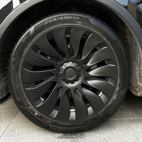 KAVANIC Fits Tesla Model Y Wheel Covers 19 Inch Silver Black 4PCS for Model Y Hubcaps, Tesla Y Wheel Covers Full Rim Covers for 2020-2024 Accessories in Saudi Arabia