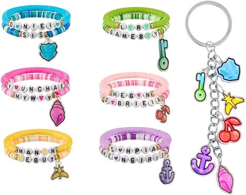 Sucklyn KATSEYE Merch Bracelets Keychain Inspired Friendship Bracelets Soothing Shell,Limitless Key,Guardian Shield,Dual Cherry,Stellar Tiara,Concert Accessories for Fans in Saudi Arabia