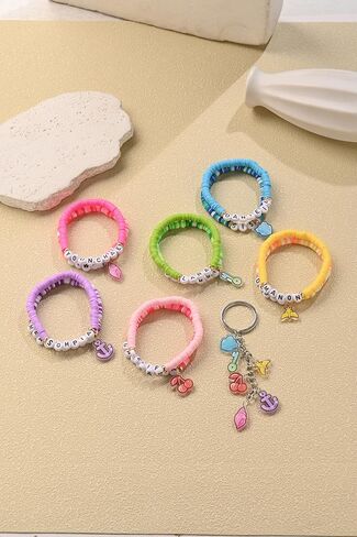 Sucklyn KATSEYE Merch Bracelets Keychain Inspired Friendship Bracelets Soothing Shell,Limitless Key,Guardian Shield,Dual Cherry,Stellar Tiara,Concert Accessories for Fans in Saudi Arabia