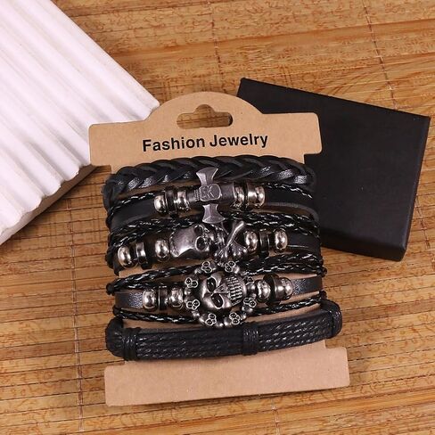 ANGLEQUEEN Goth سوار Emo Accessories Y2k Grunge Jewelry Punk Black الأساور المرصعة القوطية الهالوين القراصنة سوار للرجال هدايا عيد الميلاد للنساء in Kuwait