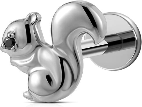 مجوهرات ثقب الغضروف لعيد الميلاد من FINE4U 16G 6 مم 8 مم - ASTM F136 تيتانيوم، مسمار لابريت خلفي مسطح للفص اللولبي المسطح، حلق الأيائل البسيط، أقراط السنجاب in Kuwait