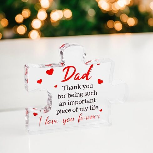 Gifts for Dad - Father's Present, Dad Gifts from Daughter for Birthday Christmas, Cool Presents Ideas, Engraved Acrylic Block Puzzle Gift for Father 2.2 x 2.8 in in Saudi Arabia