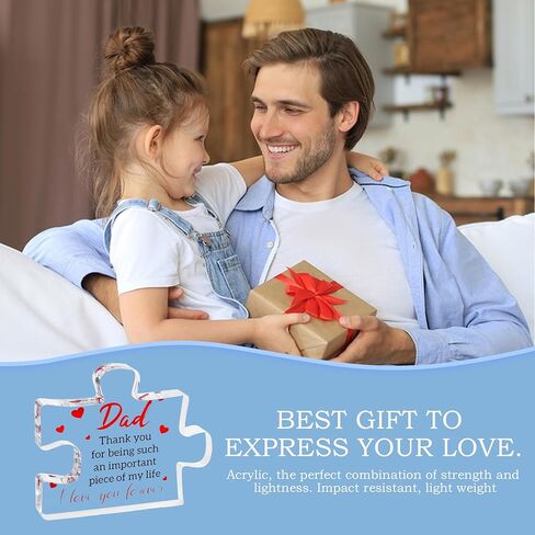 Gifts for Dad - Father's Present, Dad Gifts from Daughter for Birthday Christmas, Cool Presents Ideas, Engraved Acrylic Block Puzzle Gift for Father 2.2 x 2.8 in in Saudi Arabia