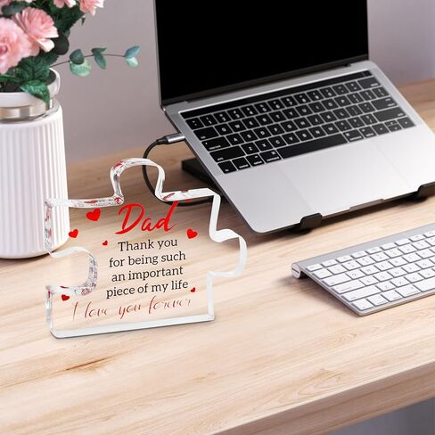 Gifts for Dad - Father's Present, Dad Gifts from Daughter for Birthday Christmas, Cool Presents Ideas, Engraved Acrylic Block Puzzle Gift for Father 2.2 x 2.8 in in Saudi Arabia