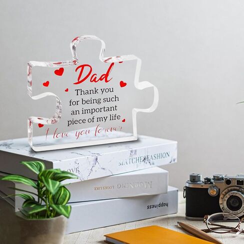 Gifts for Dad - Father's Present, Dad Gifts from Daughter for Birthday Christmas, Cool Presents Ideas, Engraved Acrylic Block Puzzle Gift for Father 2.2 x 2.8 in in Saudi Arabia
