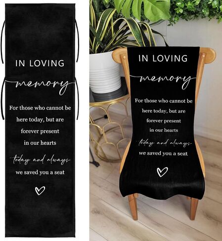 Reserved Memorial Wedding Chair Sign, In Loving Memory Linen Wedding Chair Sign, Save a Seat for Someone In Heaven, Reserved Seating Decoration for Weddings Parties, 50 x 15 Inch-A04 in Saudi Arabia