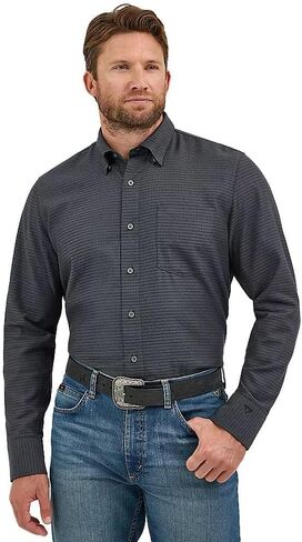 Wrangler X Men's Cody Johnson Classic Fit Long Sleeve Buttondown Shirt - Black in Saudi Arabia