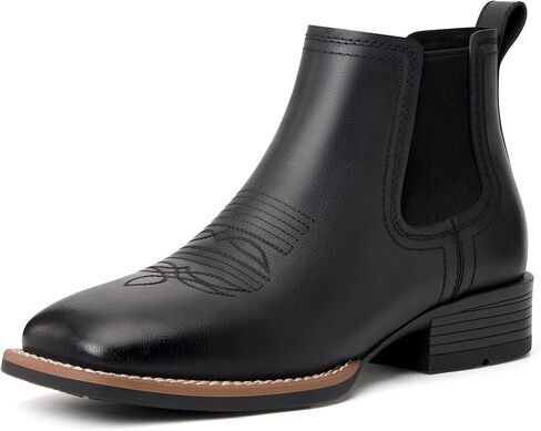 Cowboy Boots for Men Square Toe Mens Western Boots Slip On Casual Retro Boots in Saudi Arabia