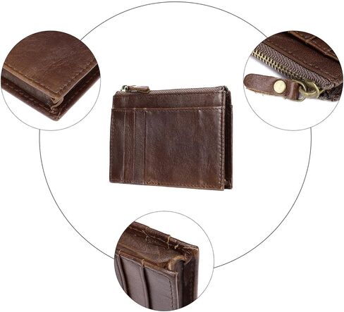 Full-grain leather wallet, men's credit card holder wallet with RFID shielding in Saudi Arabia