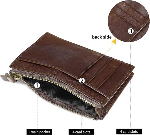 Full-grain leather wallet, men's credit card holder wallet with RFID shielding in Saudi Arabia