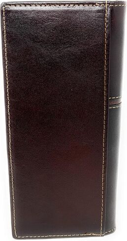 محفظة Texas West للرجال من جلد البقر الطبيعي مصنوعة من جلد البقر بشعار مزدوج (قهوة طويلة القرون) in Kuwait