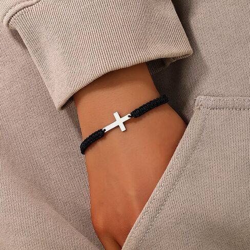 Cross Friendship Bracelet Adjustable Braided Rope Jesus Christian Cross Bracelets Couple String Lucky Strand Wristband in Saudi Arabia