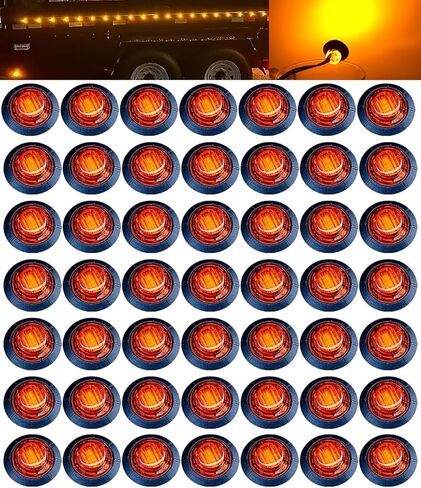 Aokzeeo 50 قطعة من 3/4 مصابيح LED صغيرة مستديرة كهرمانية LED مؤشر جانبي مجموعة ضوء المقطورة مصباح التخليص شاحنة مقطورة حافلة بحرية RV سيارات مسطحة مقاومة للماء 12 فولت تيار مستمر in Kuwait