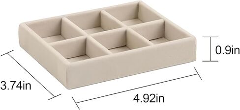 Small Jewelry Organizer, Velvet Jewelry Organizer for Drawer, Stackable for Jewelry Box, Drawer, Dresser（Beige） in Saudi Arabia