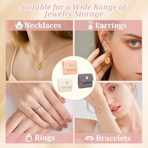 6 Pcs Mini Travel Jewelry Bag with Buckle, Foldable Mini Jewelry Travel Organizer Case for Earrings Rings Necklaces in Kuwait